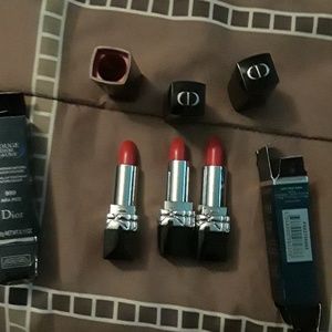4 DIOR RED 999 LIPSTICKS and One 3pcs Chanel Eyebr